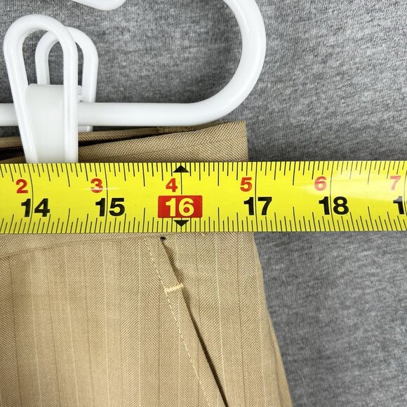 TZARELLI ITALY Mens Tan Wool Striped Dress Pants 34x27.5 Flat Front Straight Leg - Picture 8 of 11